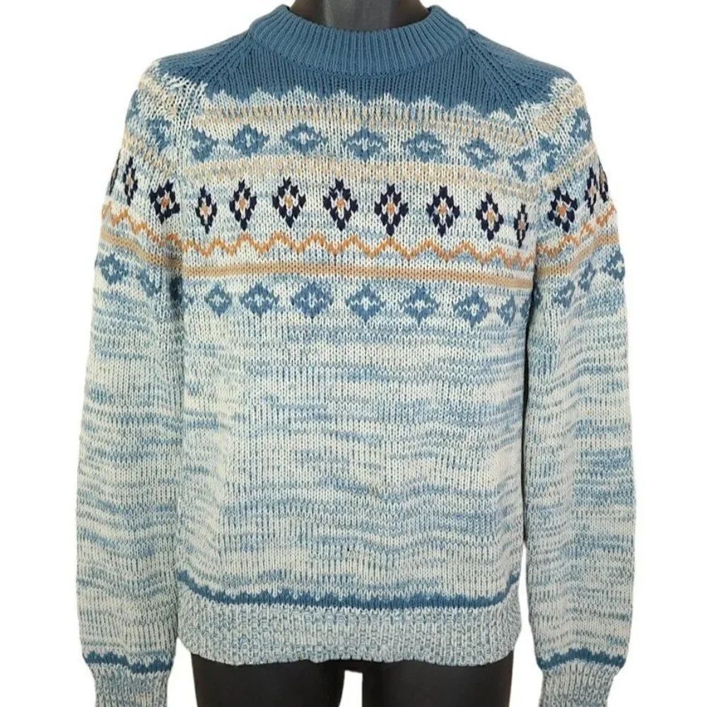 Sigallo Ski Sweater Vintage 70s Nordic Winter Pattern Geometric Mens Size Small